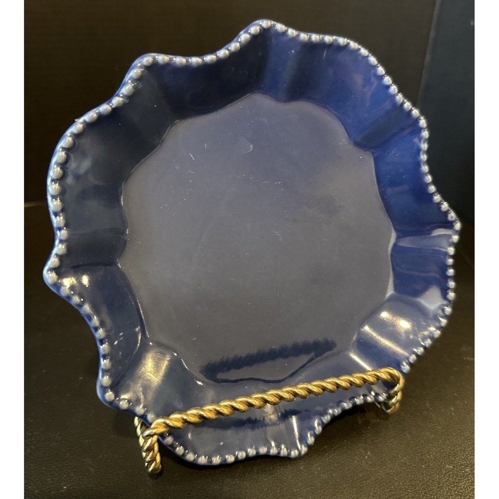 California Pantry Classic‎ Ceramics Square Blue Plate Embossed Trinket Dish